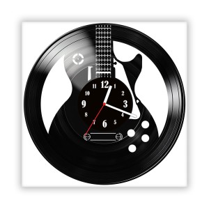 Zegar ścienny szklany czarny do salonu kuchni 646.14 Gitara