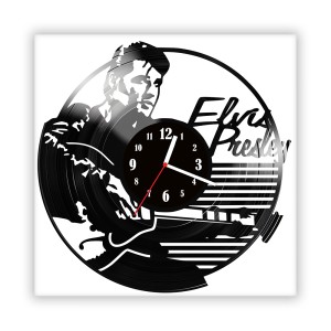 Zegar ścienny szklany czarny do salonu kuchni 649.14 Elvis Presley