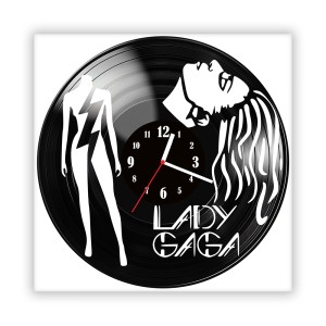 Zegar ścienny szklany czarny do salonu kuchni 669.14 Lady Gaga