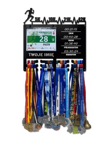 Wieszak na medale i numery startowe REKORDY BIEGOWE RUN twoje imię dowolny tekst 232.1