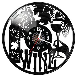 Zegar ścienny z płyty winylowej do salonu kuchni sypialni Wino 11.15