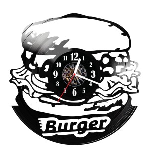 Zegar ścienny z płyty winylowej do salonu kuchni sypialni Burger 21.15