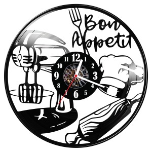 Zegar ścienny z płyty winylowej do salonu kuchni sypialni Bon Appetit 54.15
