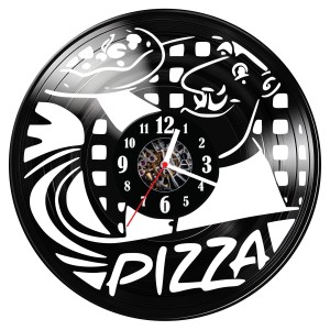 Zegar ścienny z płyty winylowej do salonu kuchni sypialni Pizza 56.15