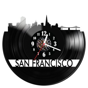 Zegar ścienny z płyty winylowej do salonu kuchni San Francisco 72.15