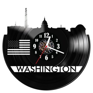 Zegar ścienny z płyty winylowej do salonu kuchni sypialni Washington 77.15