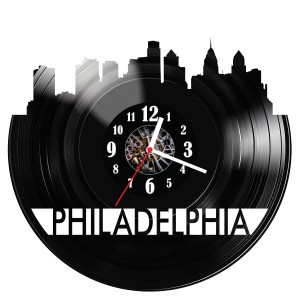 Zegar ścienny z płyty winylowej do salonu kuchni sypialni Filadelfia 79.15
