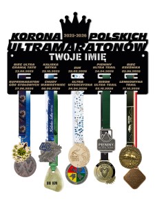 Wieszak na medale KORONA POLSKICH ULTRAMARATONÓW twoje imię tekst 510.1