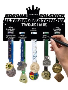 Wieszak na medale KORONA POLSKICH ULTRAMARATONÓW twoje imię tekst 514.1