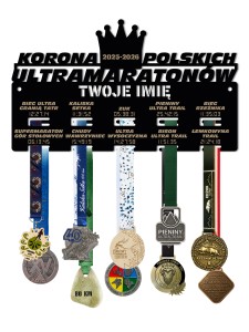 Wieszak na medale KORONA POLSKICH ULTRAMARATONÓW twoje imię tekst 511.3