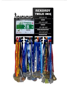 Wieszak na medale i numery startowe REKORDY RUN twoje imię tekst 516.1
