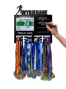Wieszak na medale i numery startowe REKORDY RUN twoje imię tekst 508.1