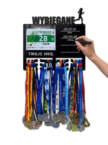 Wieszak na medale i numery startowe REKORDY RUN twoje imię tekst 509.1