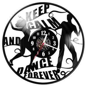 Zegar ścienny z płyty winylowej do salonu Keep Calm & Dance Forever 300.15