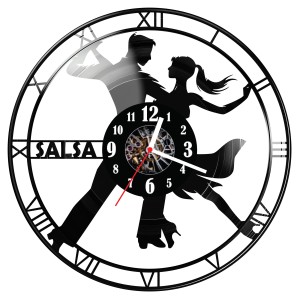 Zegar ścienny z płyty winylowej do salonu kuchni sypialni Salsa 319.15