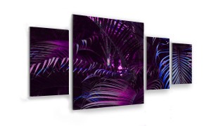 OBRAZ NA SZKLE 4-CZĘŚCIOWY - TYP D - Fioletowe liście