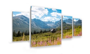 OBRAZ NA SZKLE 4-CZĘŚCIOWY - TYP D - Górska łąka