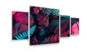 OBRAZ NA SZKLE 4-CZĘŚCIOWY - TYP D - Kolorowe liście