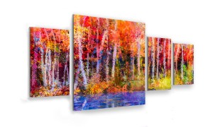 OBRAZ NA SZKLE 4-CZĘŚCIOWY - TYP D - Las