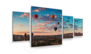 OBRAZ NA SZKLE 4-CZĘŚCIOWY - TYP D - Lot balonem