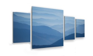 OBRAZ NA SZKLE 4-CZĘŚCIOWY - TYP D - Niebieskie góry