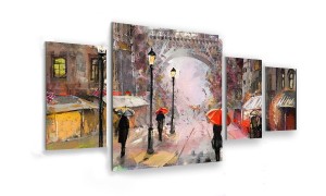 OBRAZ NA SZKLE 4-CZĘŚCIOWY - TYP D - Spacer w Paryżu