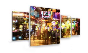OBRAZ NA SZKLE 4-CZĘŚCIOWY - TYP D - Światła miasta