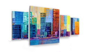 OBRAZ NA SZKLE 4-CZĘŚCIOWY - TYP D - Wieżowce