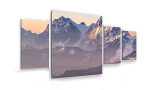 OBRAZ NA SZKLE 4-CZĘŚCIOWY - TYP D - Wschód słońca w górach