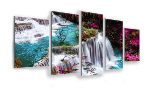 OBRAZ NA SZKLE 5-CZĘŚCIOWY - TYP E - Wodospad