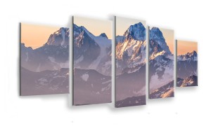 OBRAZ NA SZKLE 5-CZĘŚCIOWY - TYP E - Wschód słońca w górach
