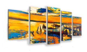 OBRAZ NA SZKLE 5-CZĘŚCIOWY - TYP E - Zachód słońca
