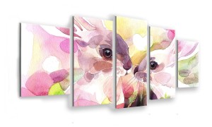 OBRAZ NA SZKLE 5-CZĘŚCIOWY - TYP E - Zajączki