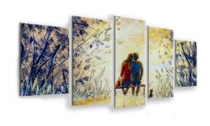 OBRAZ NA SZKLE 5-CZĘŚCIOWY - TYP E - Zakochani