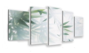 OBRAZ NA SZKLE 5-CZĘŚCIOWY - TYP E - Zamglone liście