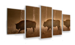 OBRAZ NA SZKLE 5-CZĘŚCIOWY - TYP E - Żubr