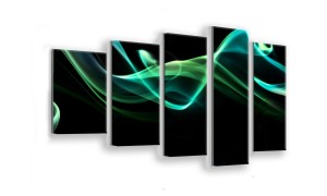 OBRAZ NA SZKLE 5-CZĘŚCIOWY - TYP F - Abstrakcja zielona
