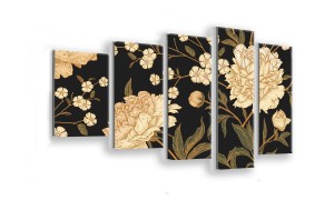 OBRAZ NA SZKLE 5-CZĘŚCIOWY - TYP F - Jasne kwiaty