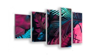 OBRAZ NA SZKLE 5-CZĘŚCIOWY - TYP F - Kolorowe liście
