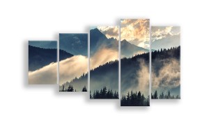 OBRAZ NA SZKLE 5-CZĘŚCIOWY - TYP F - Mgła w górach