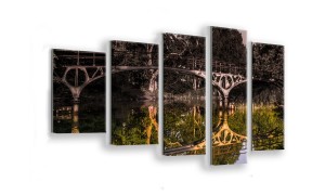 OBRAZ NA SZKLE 5-CZĘŚCIOWY - TYP F - Most w lesie