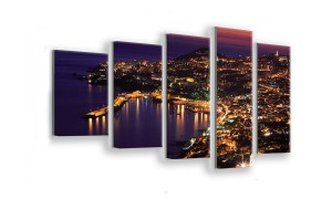 OBRAZ NA SZKLE 5-CZĘŚCIOWY - TYP F - Noc nad miastem