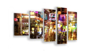 OBRAZ NA SZKLE 5-CZĘŚCIOWY - TYP F - Światła miasta