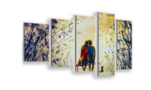 OBRAZ NA SZKLE 5-CZĘŚCIOWY - TYP F - Zakochani