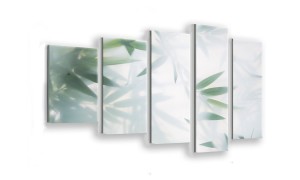 OBRAZ NA SZKLE 5-CZĘŚCIOWY - TYP F - Zamglone liście