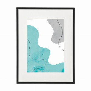 PLAKAT W RAMIE MAŁY - Abstrakcja niebieskie i szare kształty I