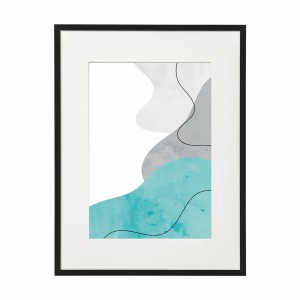 PLAKAT W RAMIE MAŁY - Abstrakcja niebieskie i szare kształty II