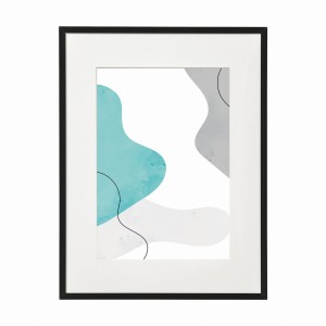 PLAKAT W RAMIE MAŁY - Abstrakcja niebieskie i szare kształty III