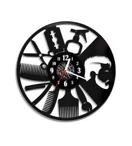 Zegar ścienny z płyty winylowej Barber shop 27.1