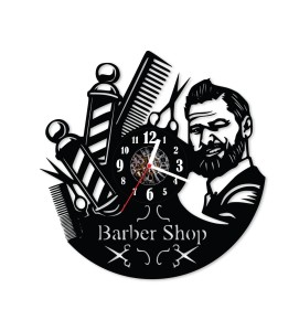 Zegar ścienny z płyty winylowej Barber Shop 58.5